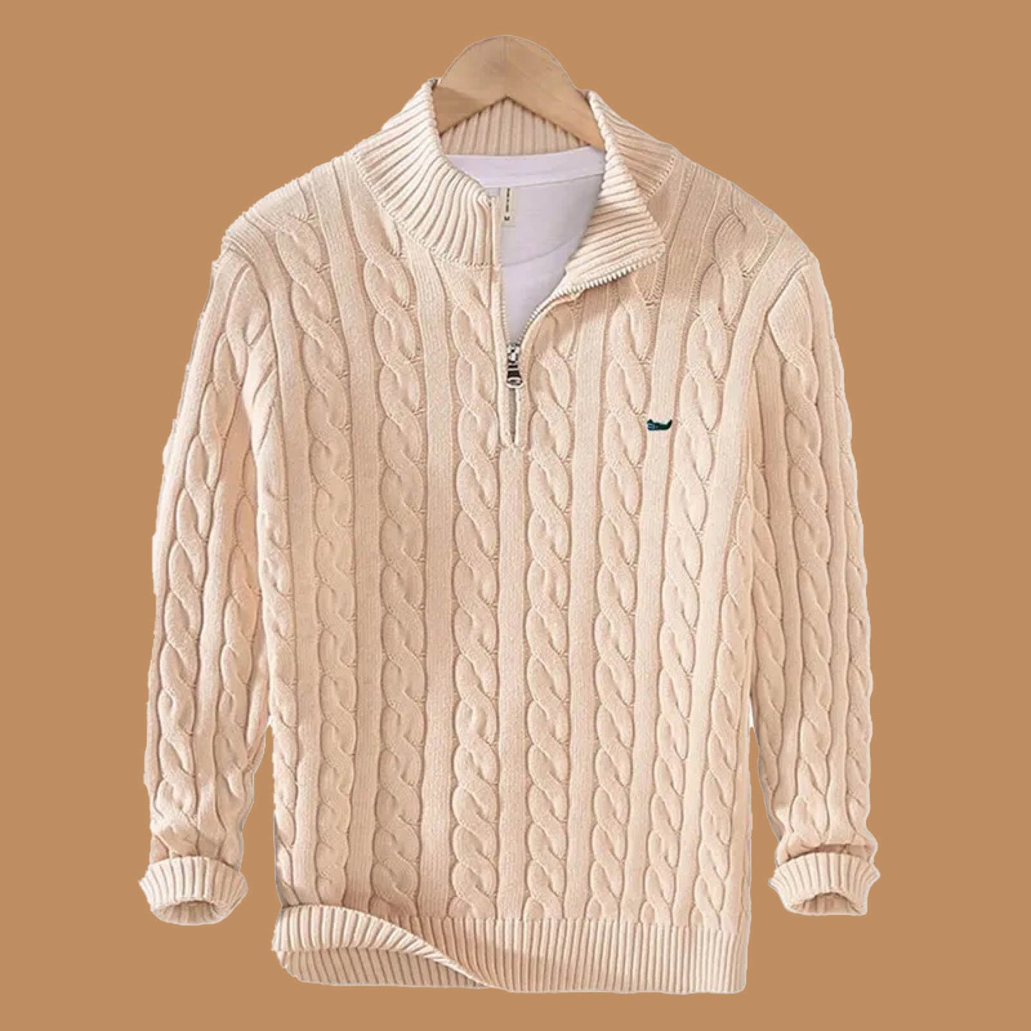 Hoher Kragen Halb-Reißverschluss Pullover für Herren