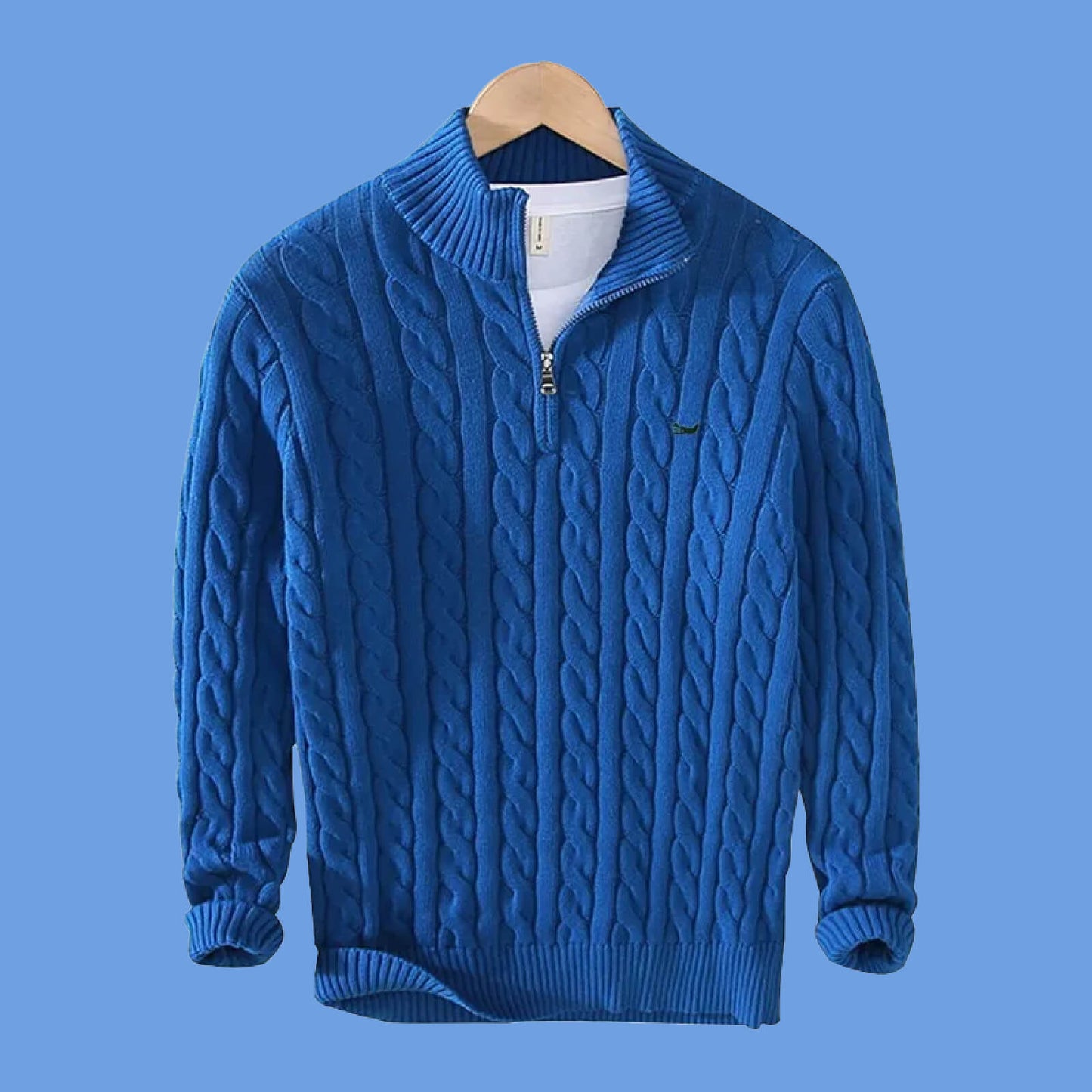 Hoher Kragen Halb-Reißverschluss Pullover für Herren