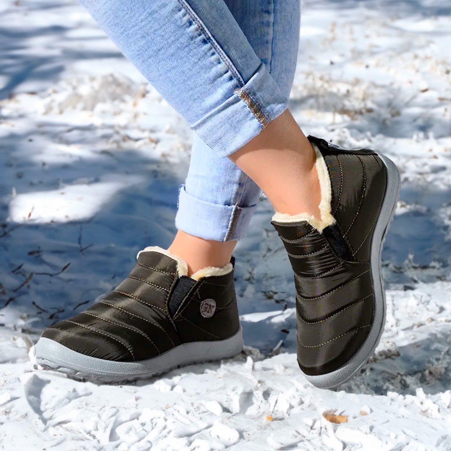 Damen Schneestiefel, rutschfeste wasserdichte Plüsch-Plateauschuhe für den Winter
