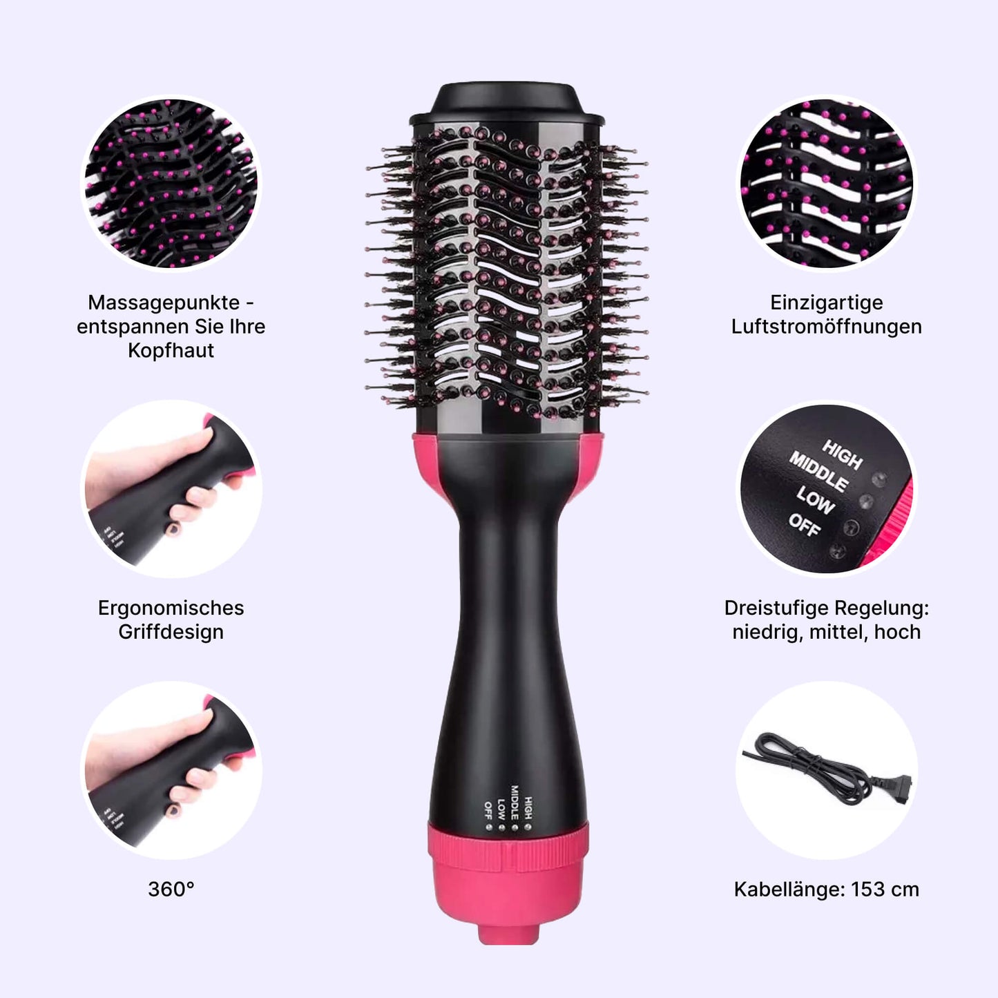 3-in-1 Luftstyler für Perfektes Haarstyling