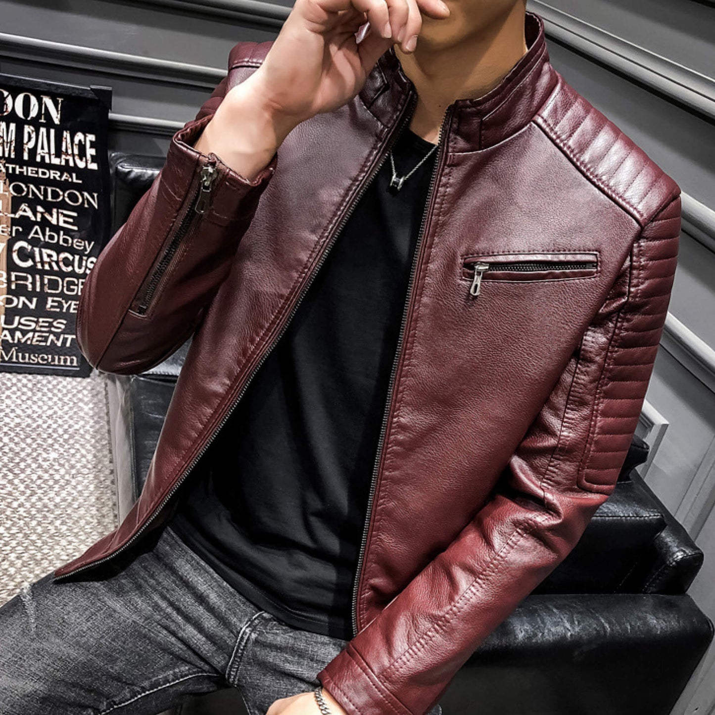Distinguierte Winter-Eleganz: Der Slim-Fit Lederblazer in Perfektion