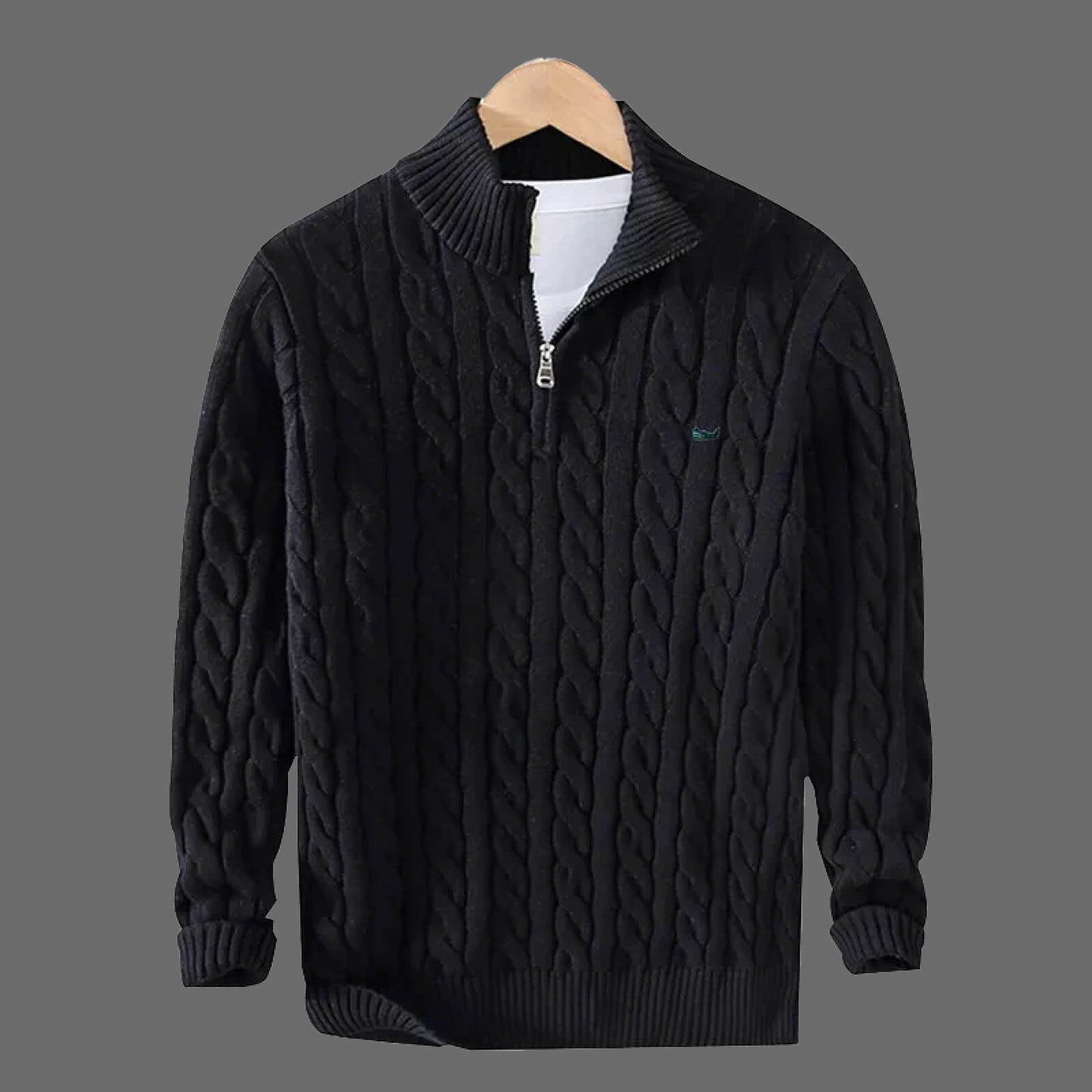 Hoher Kragen Halb-Reißverschluss Pullover für Herren