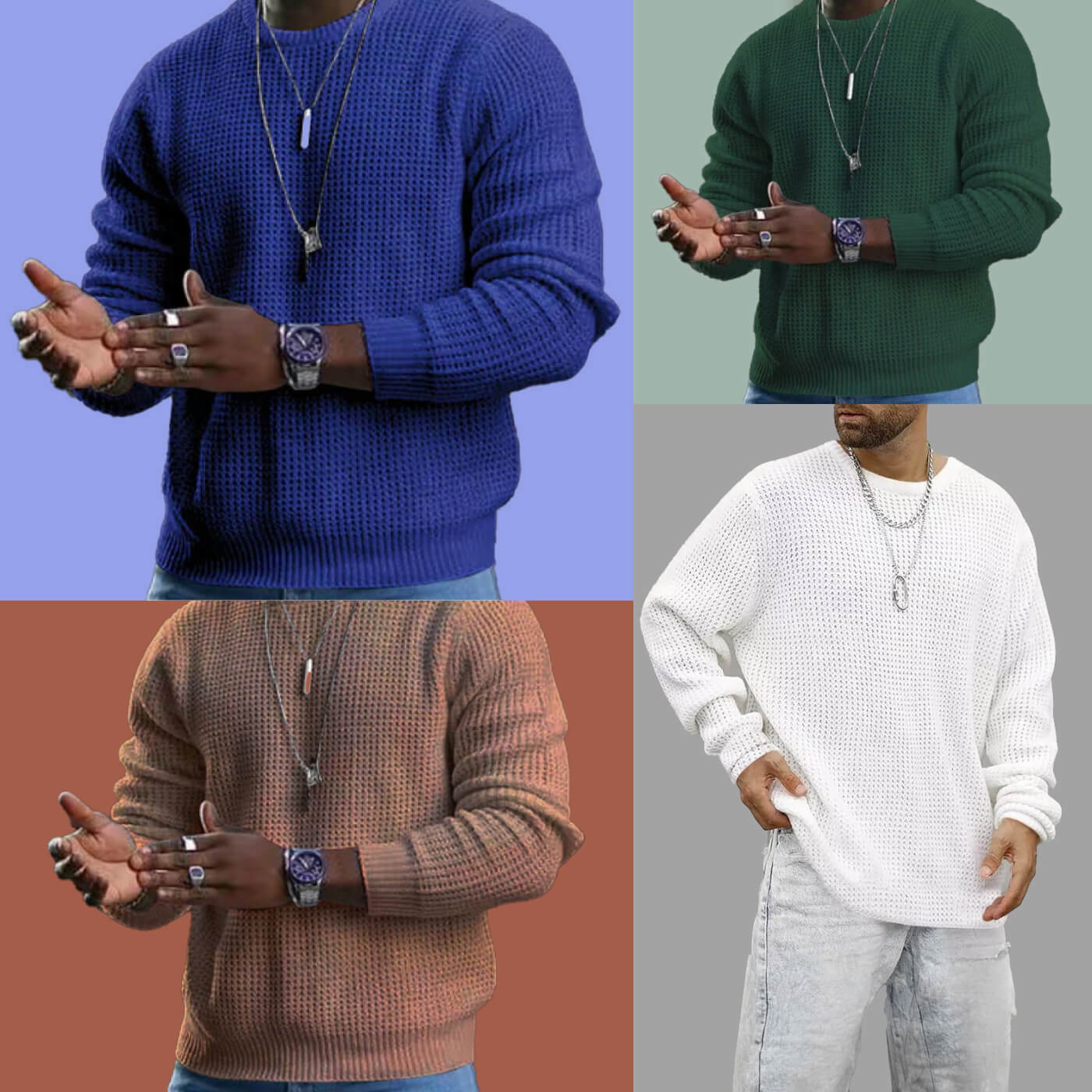 Darius Herren Langarm Rundhals-Pullover