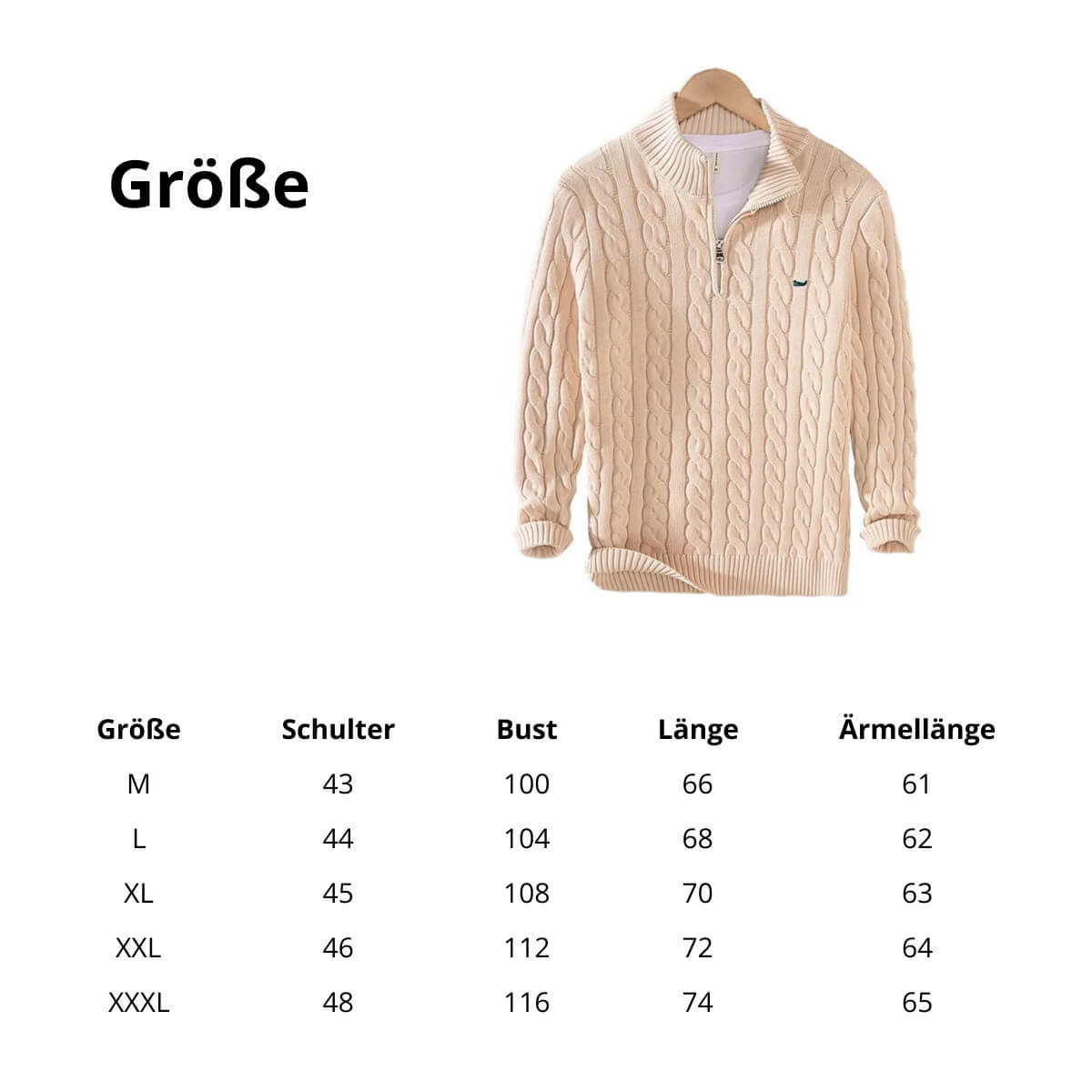 Hoher Kragen Halb-Reißverschluss Pullover für Herren