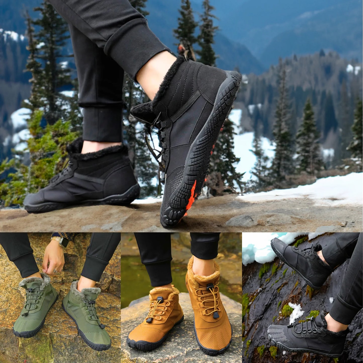 Winterstiefel Warme hochknöchelige Barfußschuhe für Männer und Frauen – Ideal zum Wandern, Klettern und Arbeiten