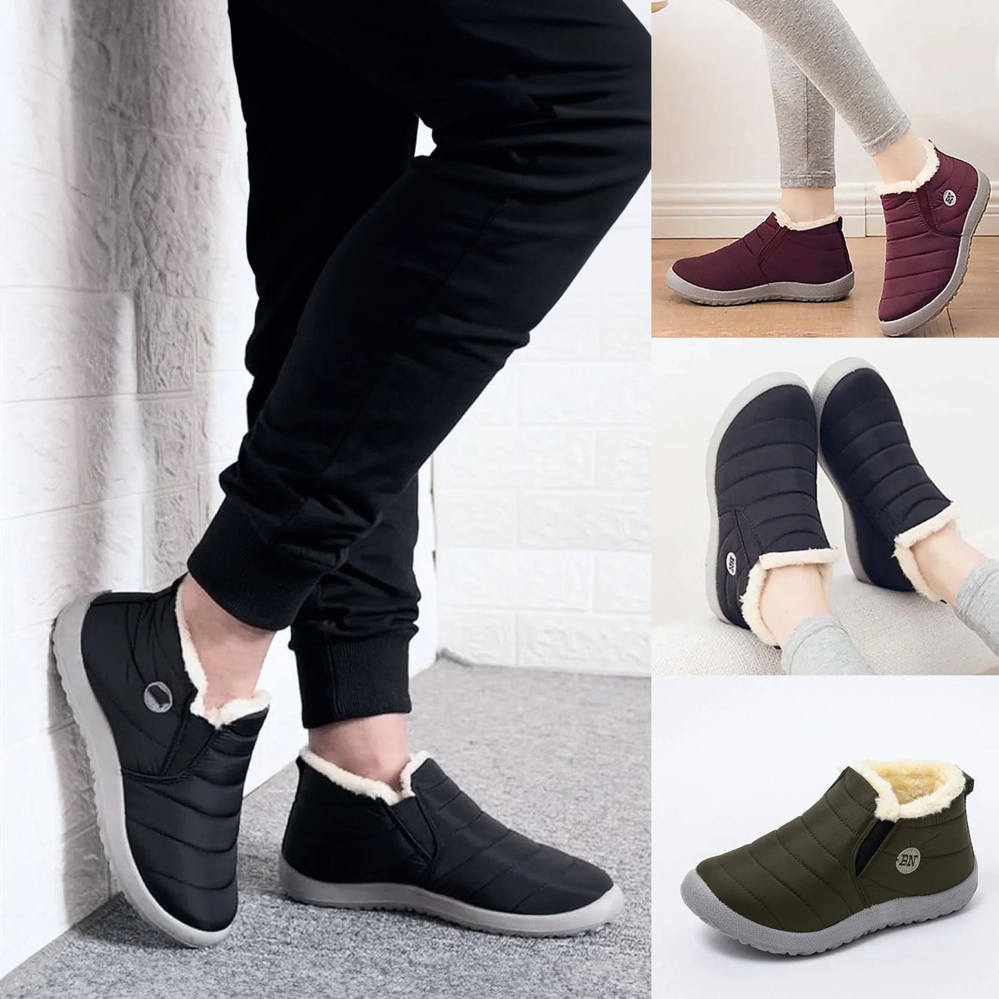 Damen Schneestiefel, rutschfeste wasserdichte Plüsch-Plateauschuhe für den Winter