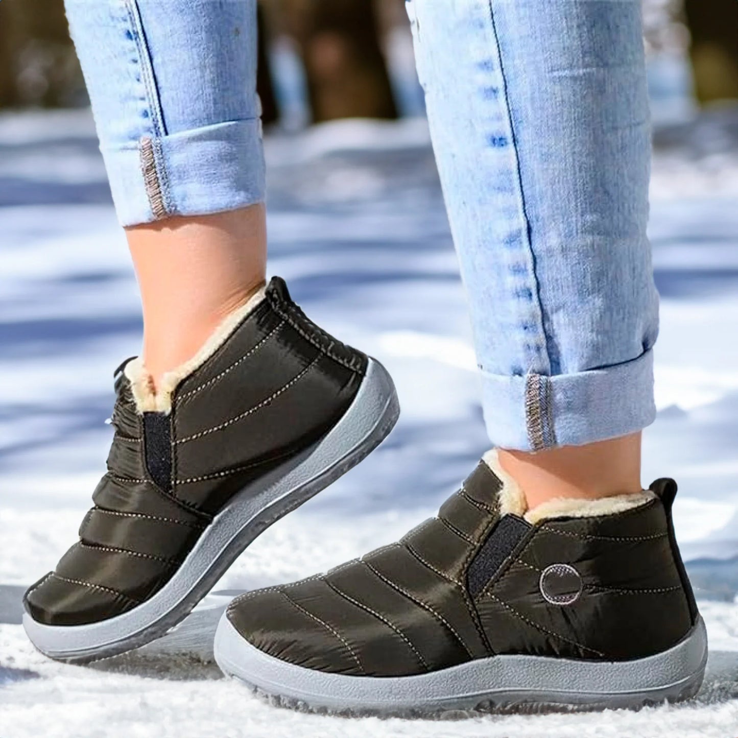 Damen Schneestiefel, rutschfeste wasserdichte Plüsch-Plateauschuhe für den Winter