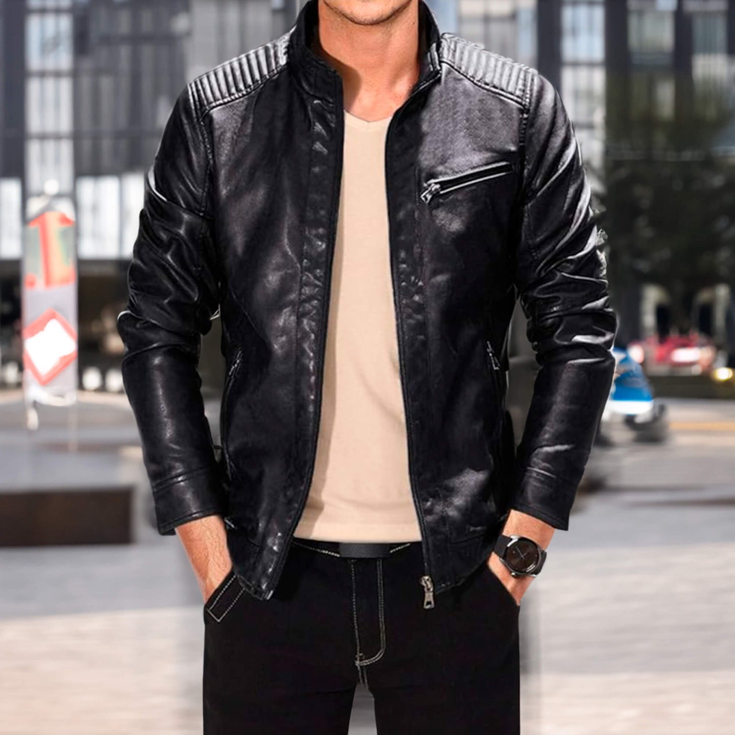 Distinguierte Winter-Eleganz: Der Slim-Fit Lederblazer in Perfektion