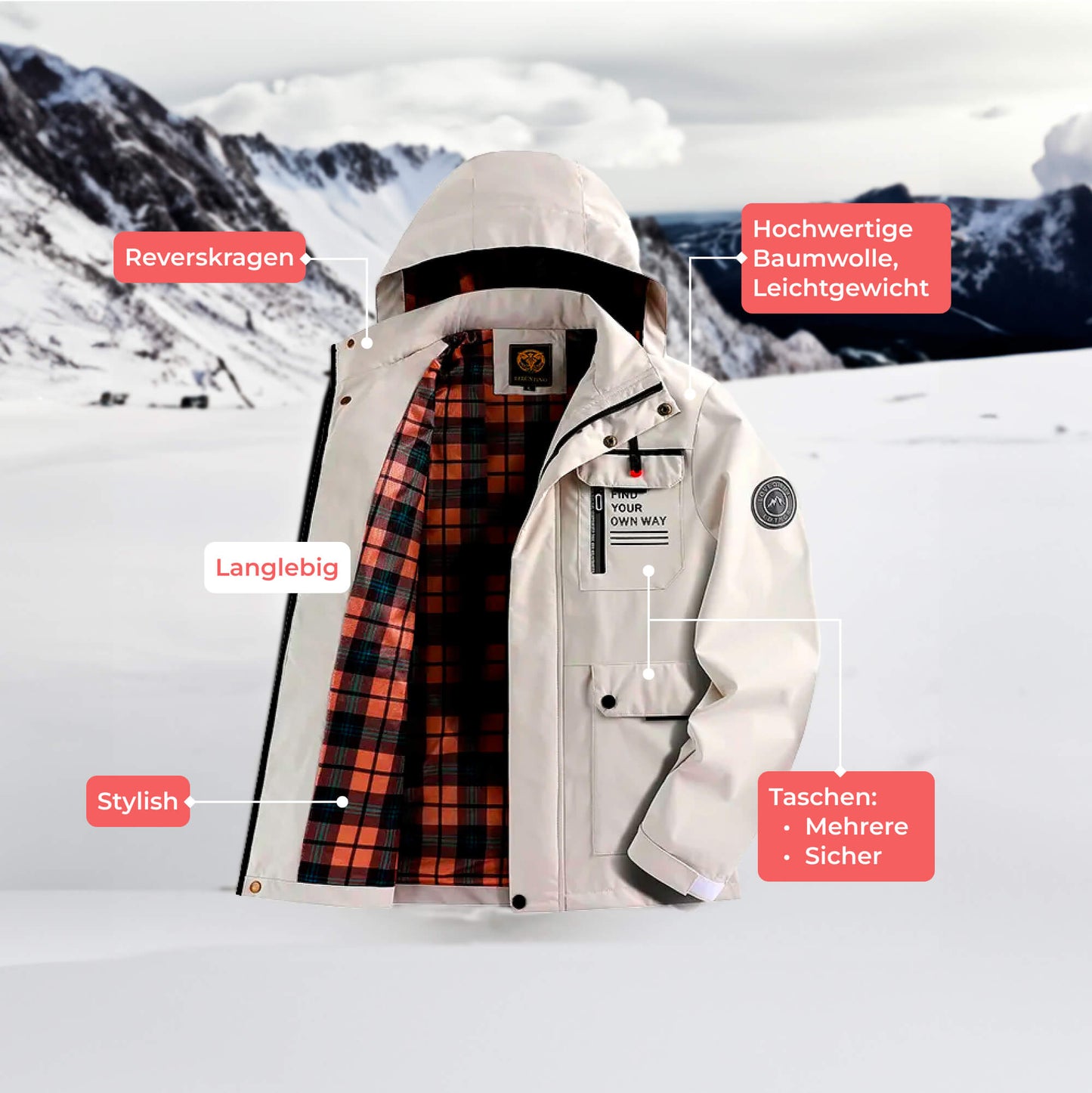 Herren Ultimative Schneejacke: Stilvolles, winddichtes Design für winterliche Wärme