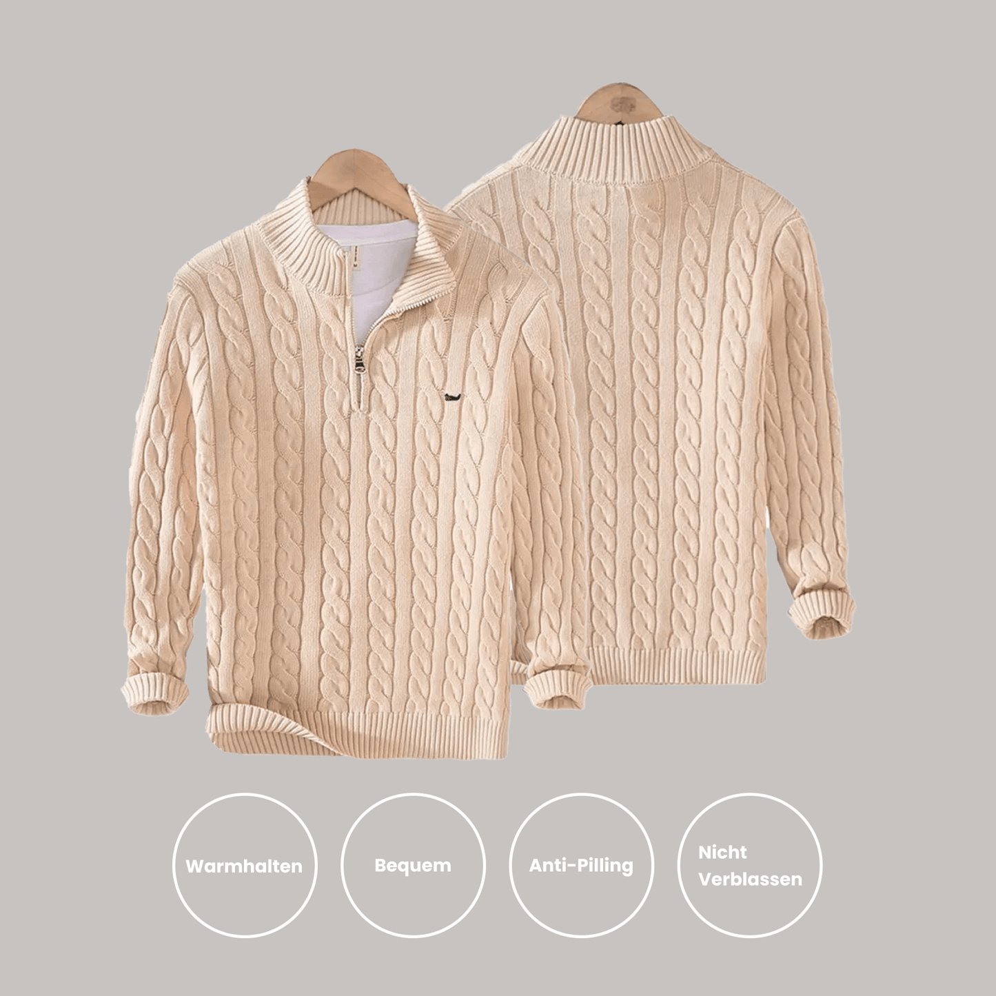 Hoher Kragen Halb-Reißverschluss Pullover für Herren
